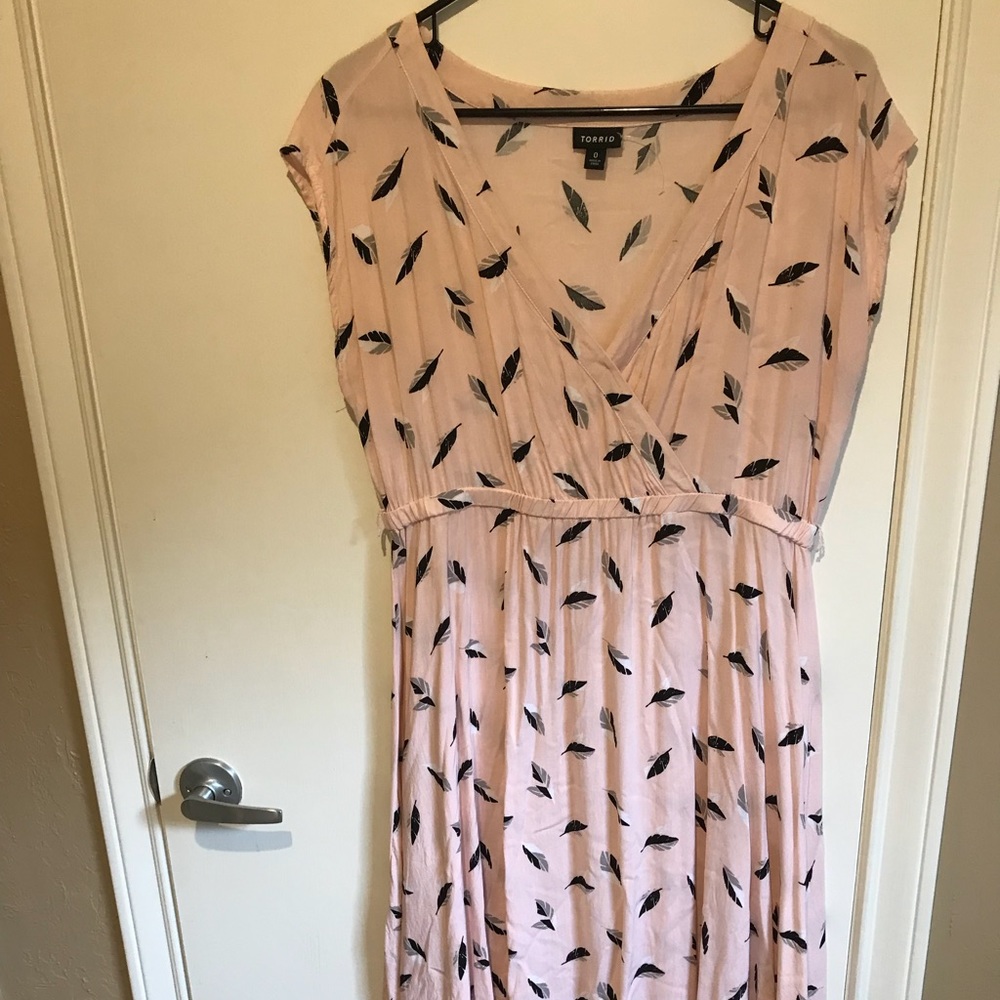 Torrid pink and gray feather dress